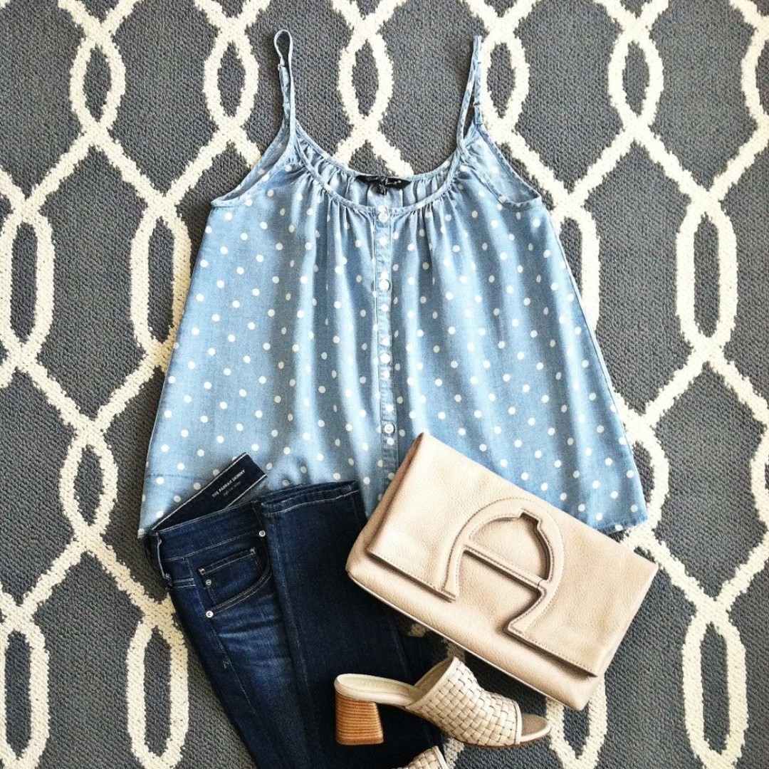 Tencel Velvet Heart Polka Dot Swing Sleeveless Top (NWT)