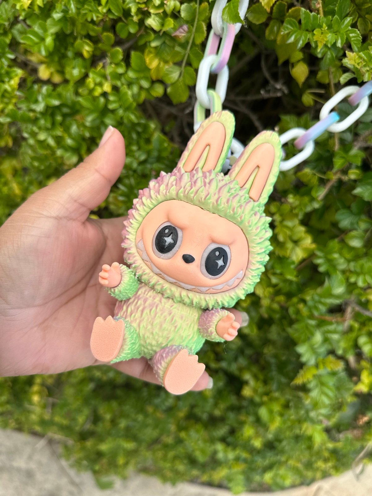 3D printed Labubus with chain links