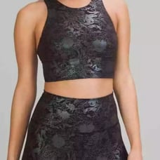 Lululemon Wunder Train Long Line Bra Size 2 Flourish Black Iridescent Foil NWT