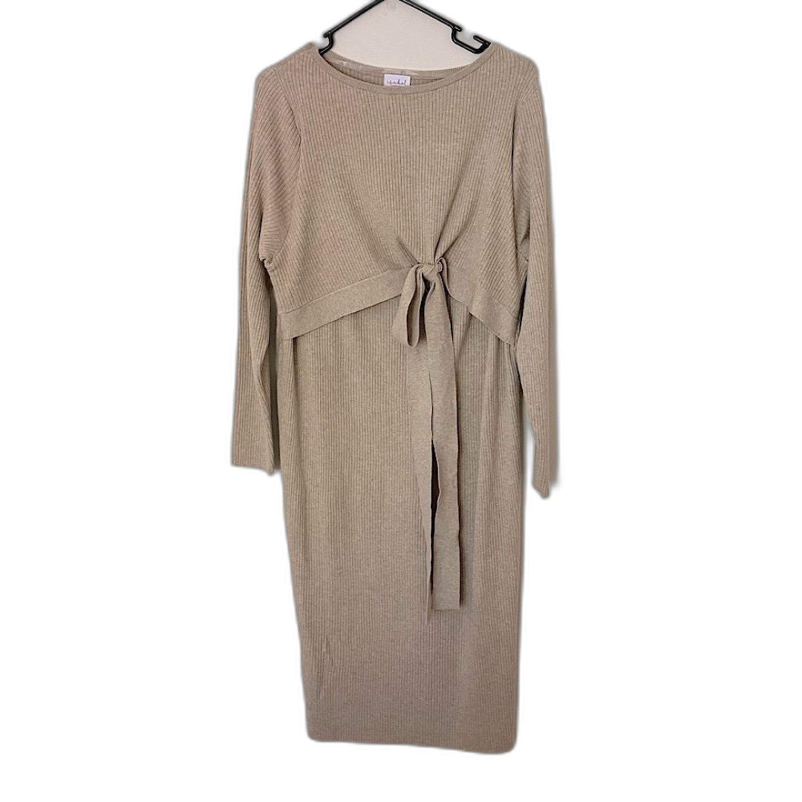 Isabel by Ingrid + Isabel Womens Maternity Beige Knit Long Sleeve Dress Size XXL