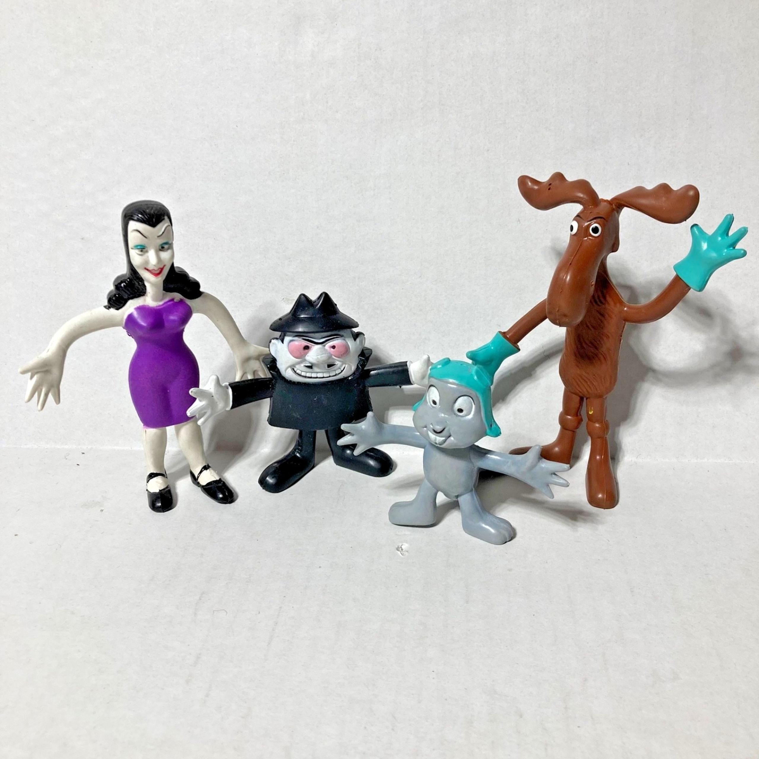 Lot of 4 Vintage Rocky Bullwinkle Boris Natasha Bendable figures Wham-O  1972