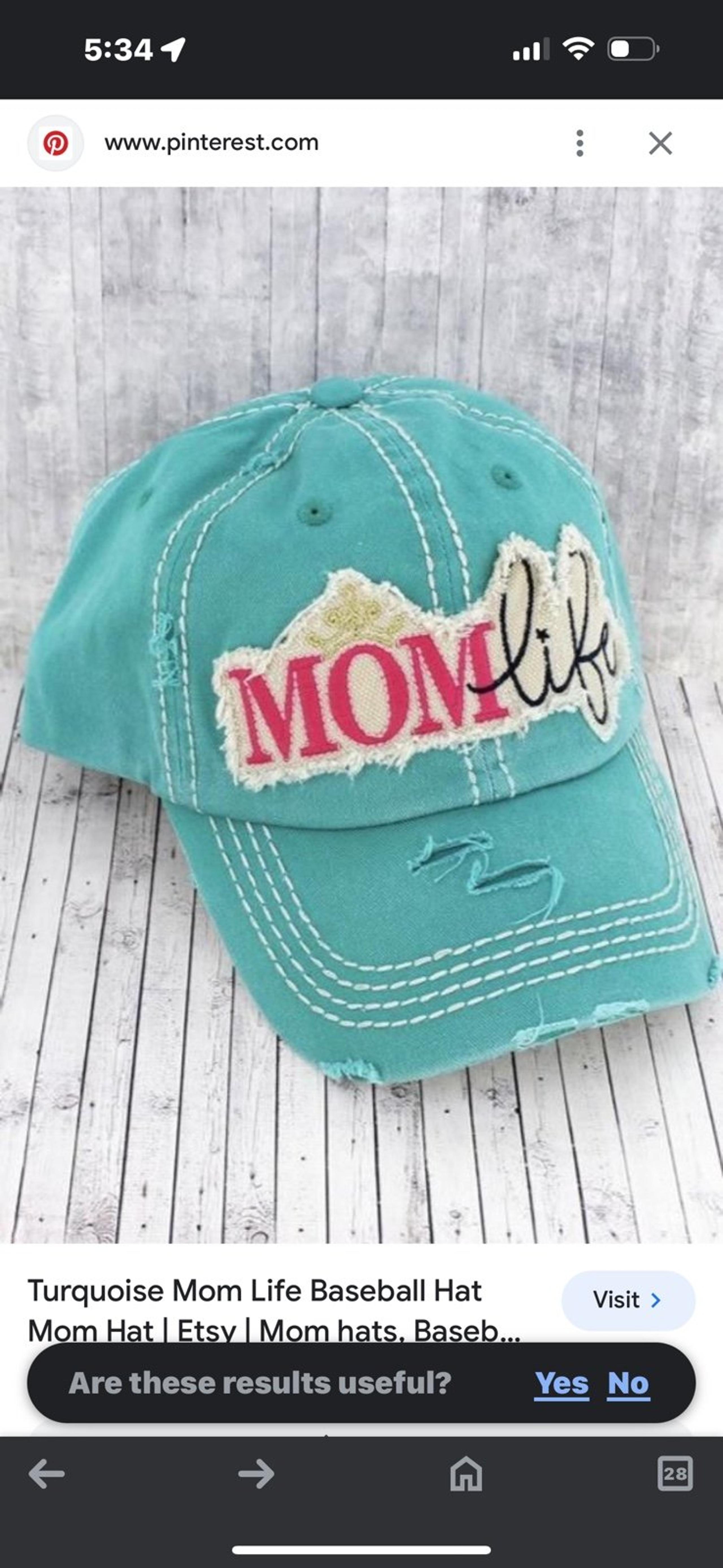 MOM LIFE Vintage Style Distressed Light Green Baseball Cap Adjustable