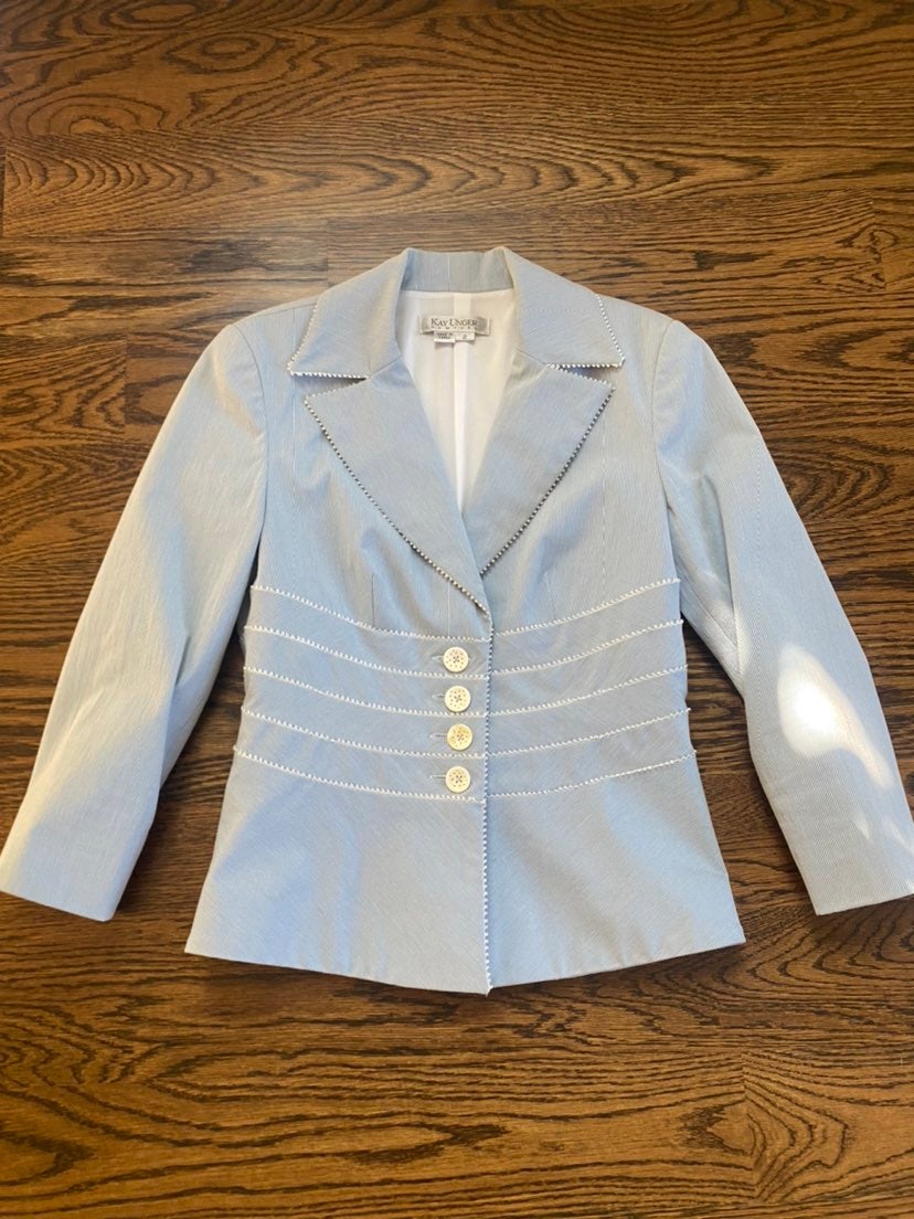 Kay Unger Blue/white suit size 2