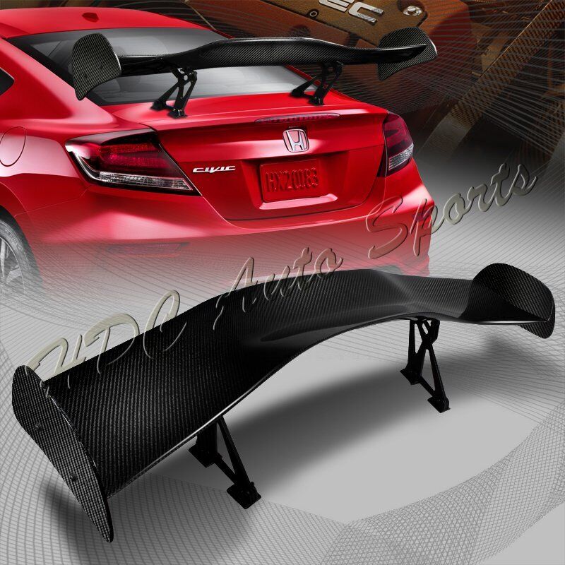 57 TYPE-1 3D Real Carbon Fiber Adjustable Rear Trunk GT Spoiler Wing Universal