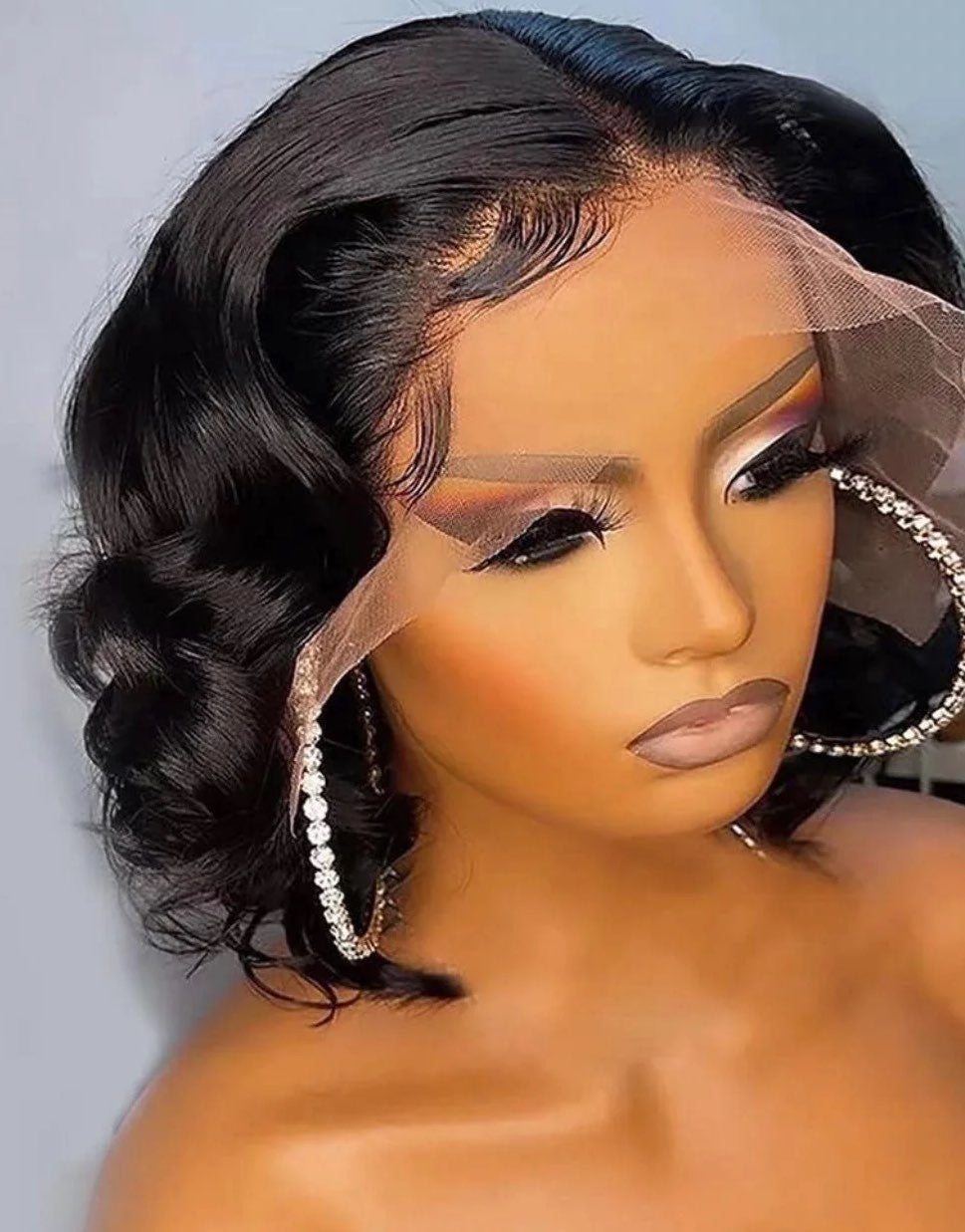 13*6 deep part wave bob Wig HD transparent lace front human hair wig with babby
