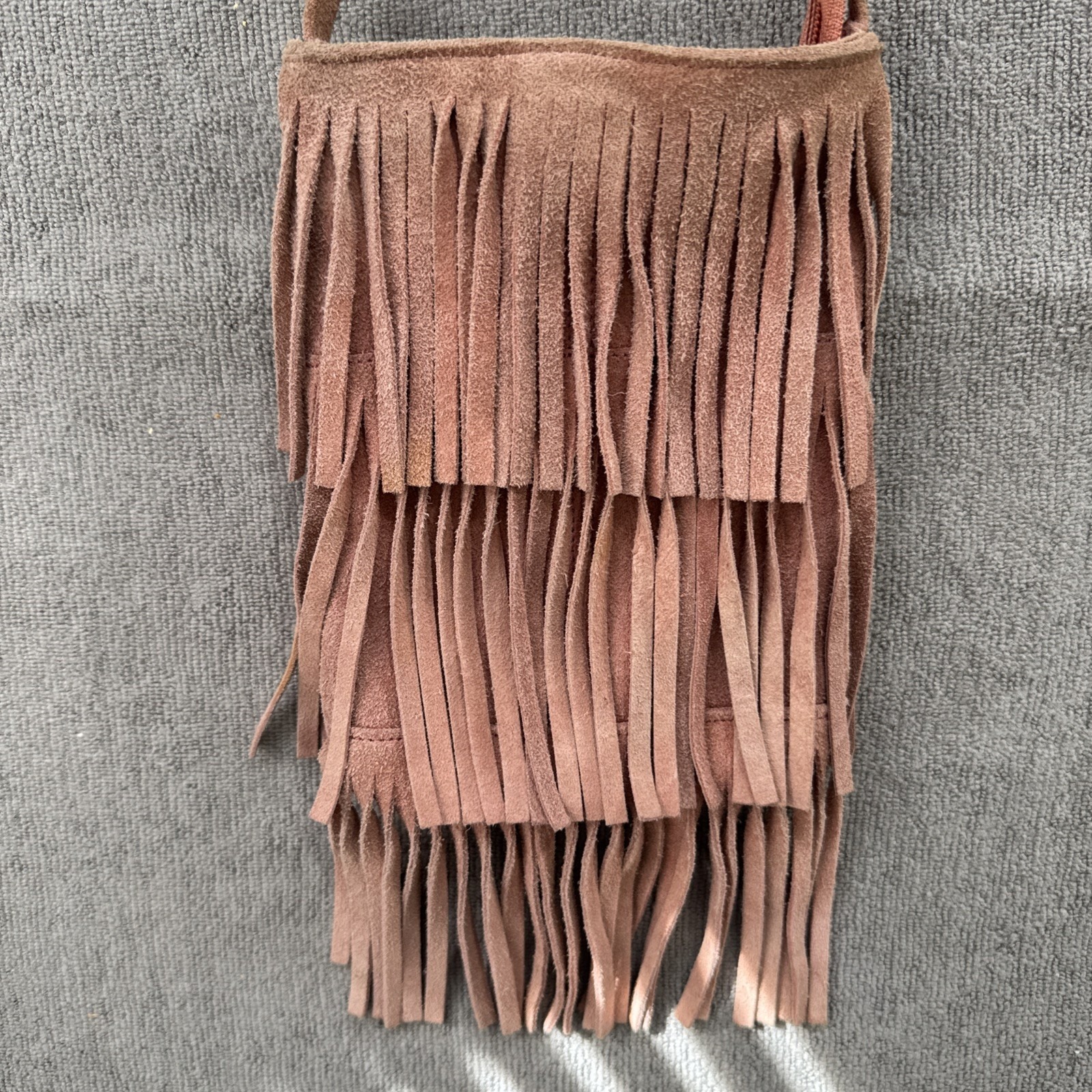 Dusty Rose Fringe Suede Crossbody Bag Purse Boho Festival Coachella Western