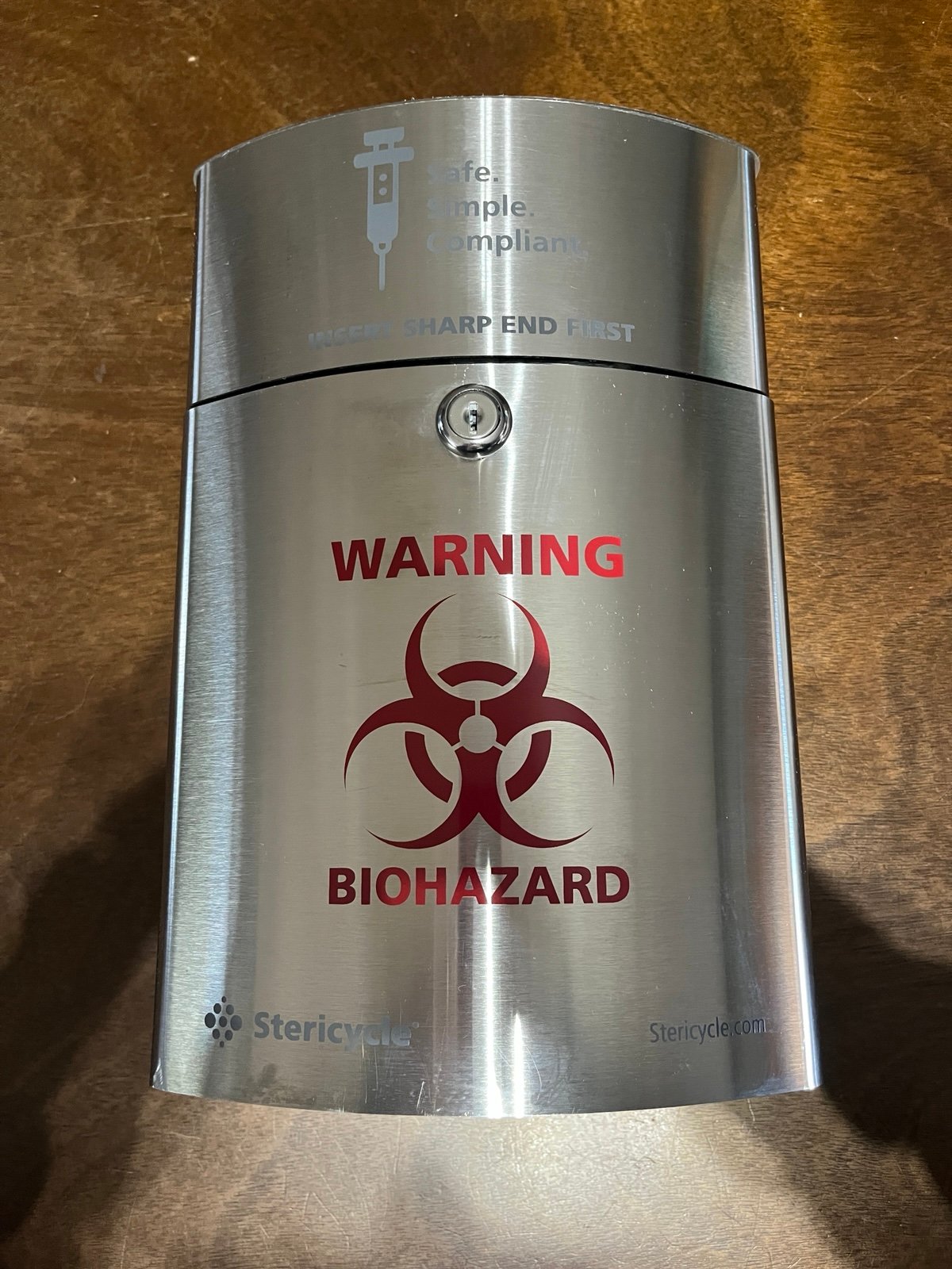NEW Stericycle Sharps Receptacle, Metal, Locking, 2 Keys Included
