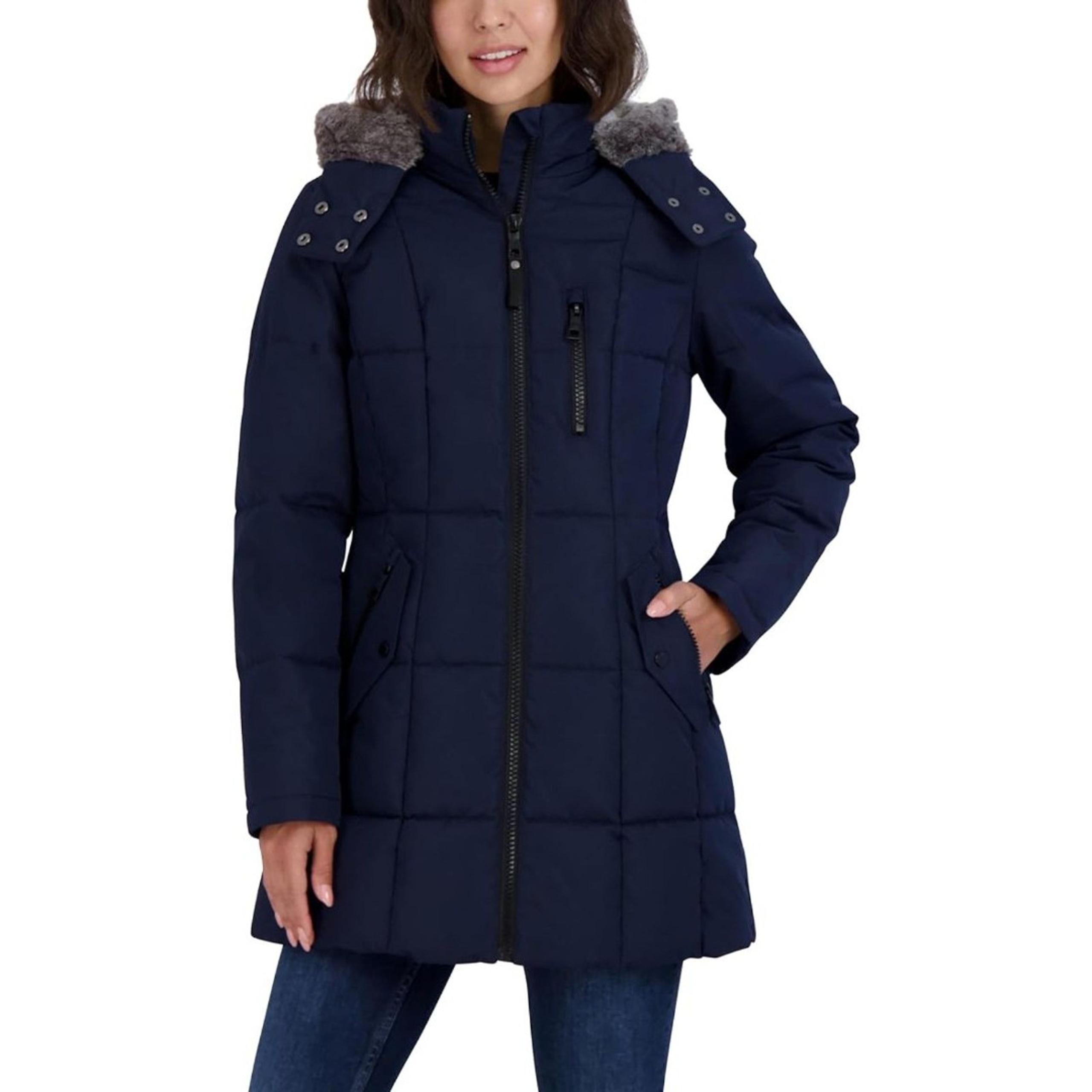 Nautica Women's Heavyweight Puffer Jacket with Faux Fur Lined Hood Size Large