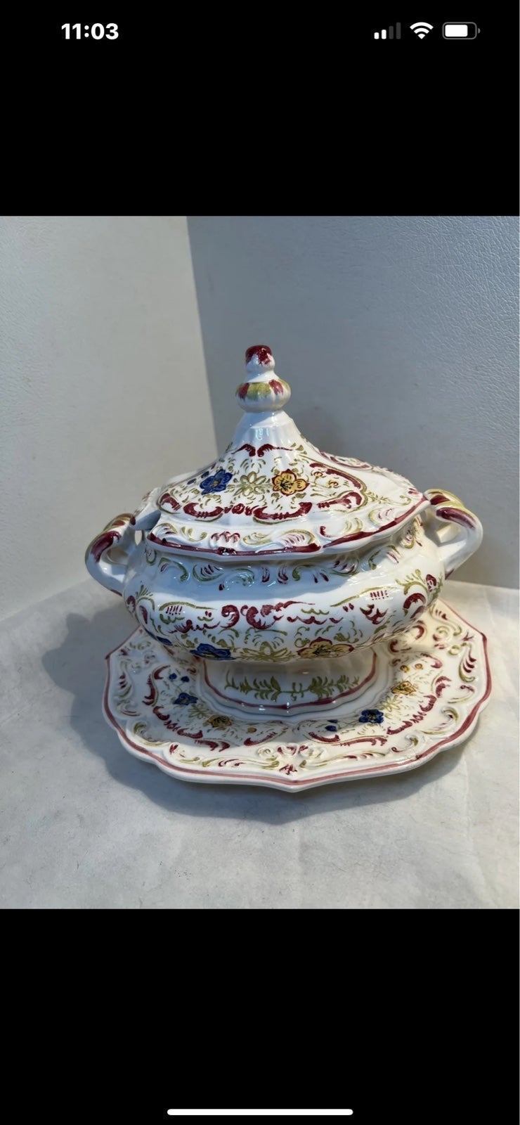 VINTAGE ORIGINAL LENWILE ARDALT ARTWARE 7155 JAPAN SOUP TUREEN WITH UNDERPLATE