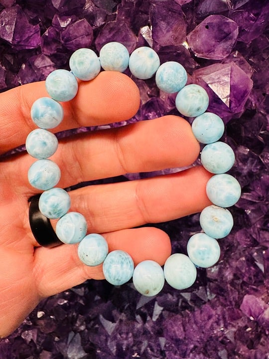 Larimar Bracelet (High Grade) - 10mm Dolphin Stone
