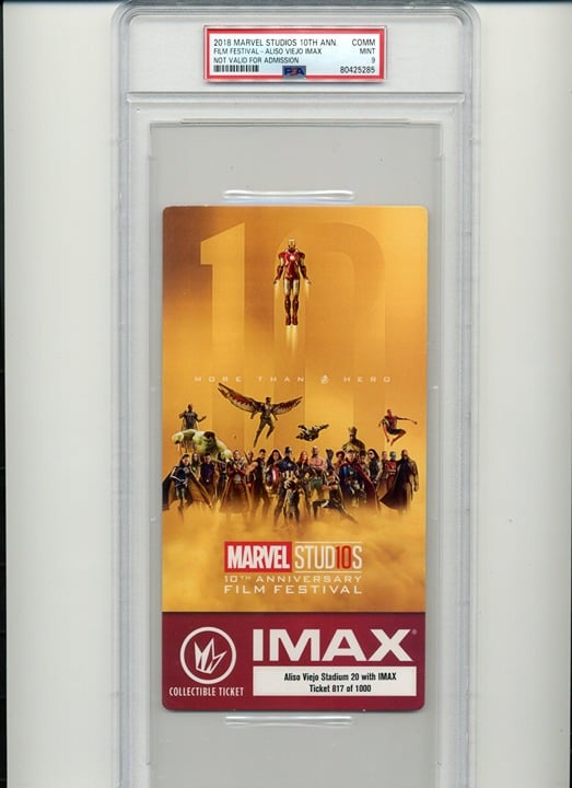 2018 Marvel Studios 10th Anniversary Film Festival Comm Ticket /1000 PSA 9 Pop 1