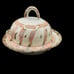 Stunning Art Pottery Shallow Bowl with Covered Lid Colorful Butter Dome 8 x 6