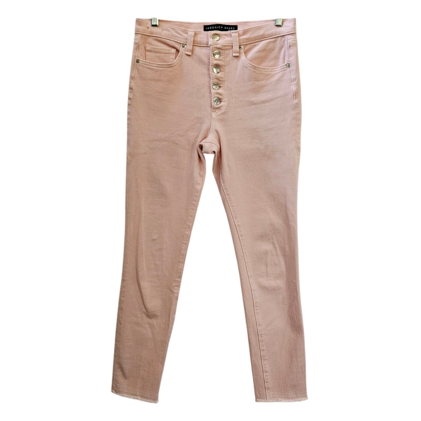 Veronica Beard Jeans Women's 29x26.5 Debbie 10 Skinny Millenial Pink Fray Hem