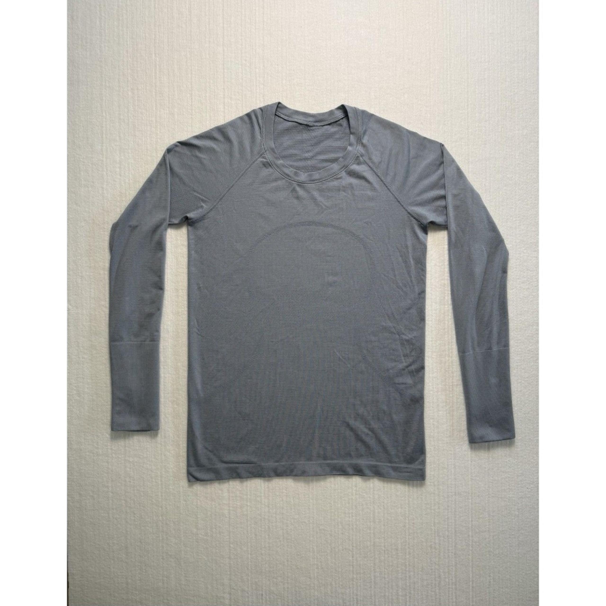Lululemon Swiftly Tech Long Sleeve Shirt Blue Gray Geometric Size 10