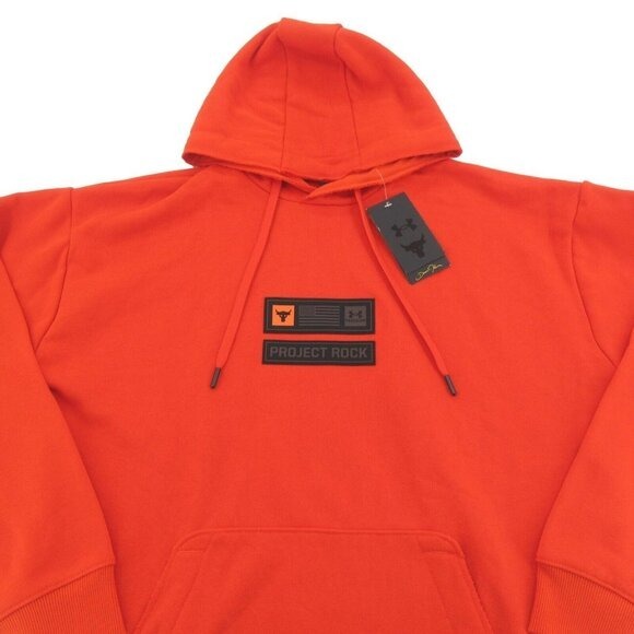 Under Armour UA Project Rock Hoodie Mens Size Medium Orange NEW