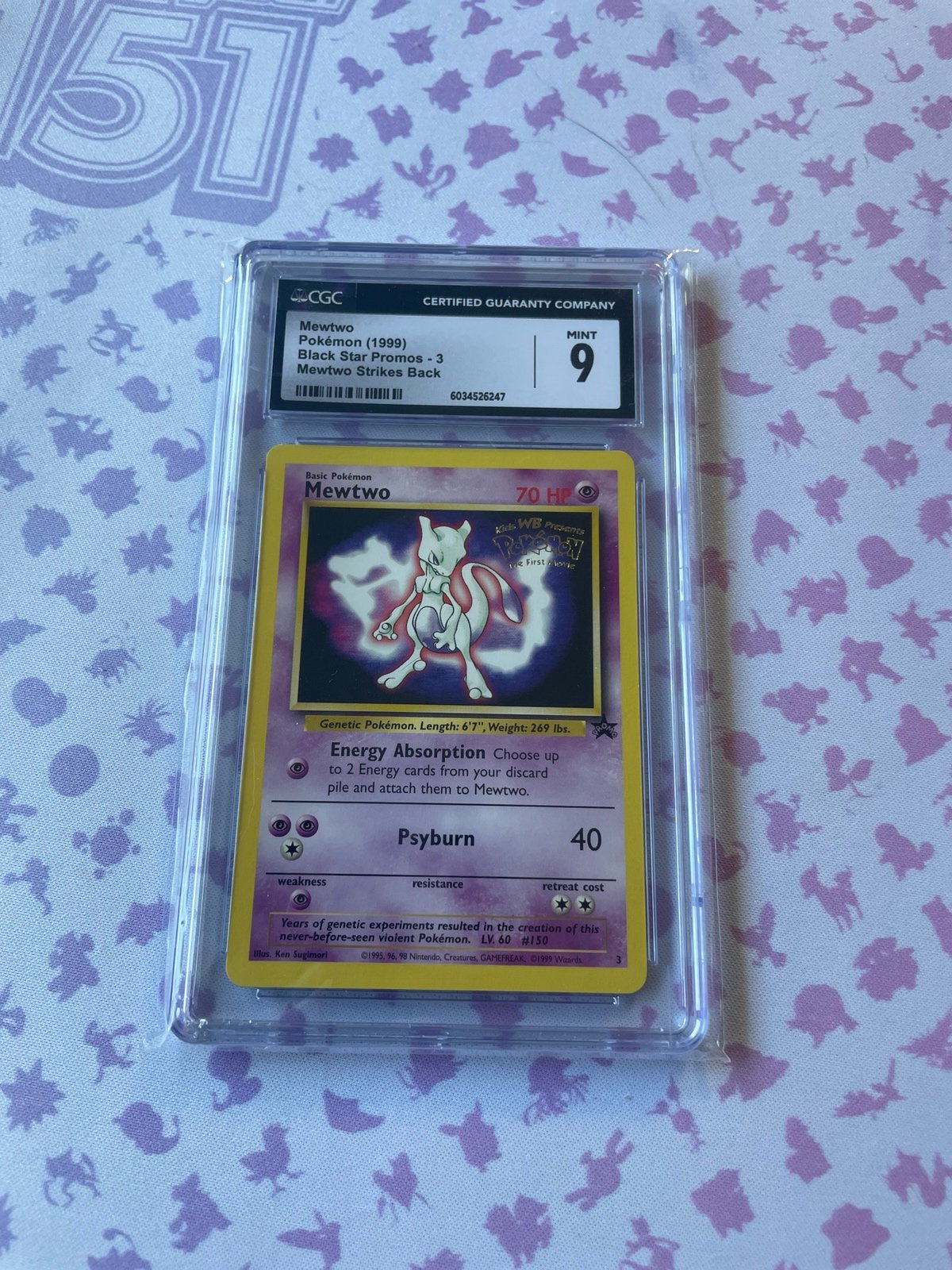 CGC 9 Mewtwo 3 promo 1999 with gold stamp