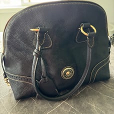 Dooney and Bourke Black Pebble Leather Bowling Bag
