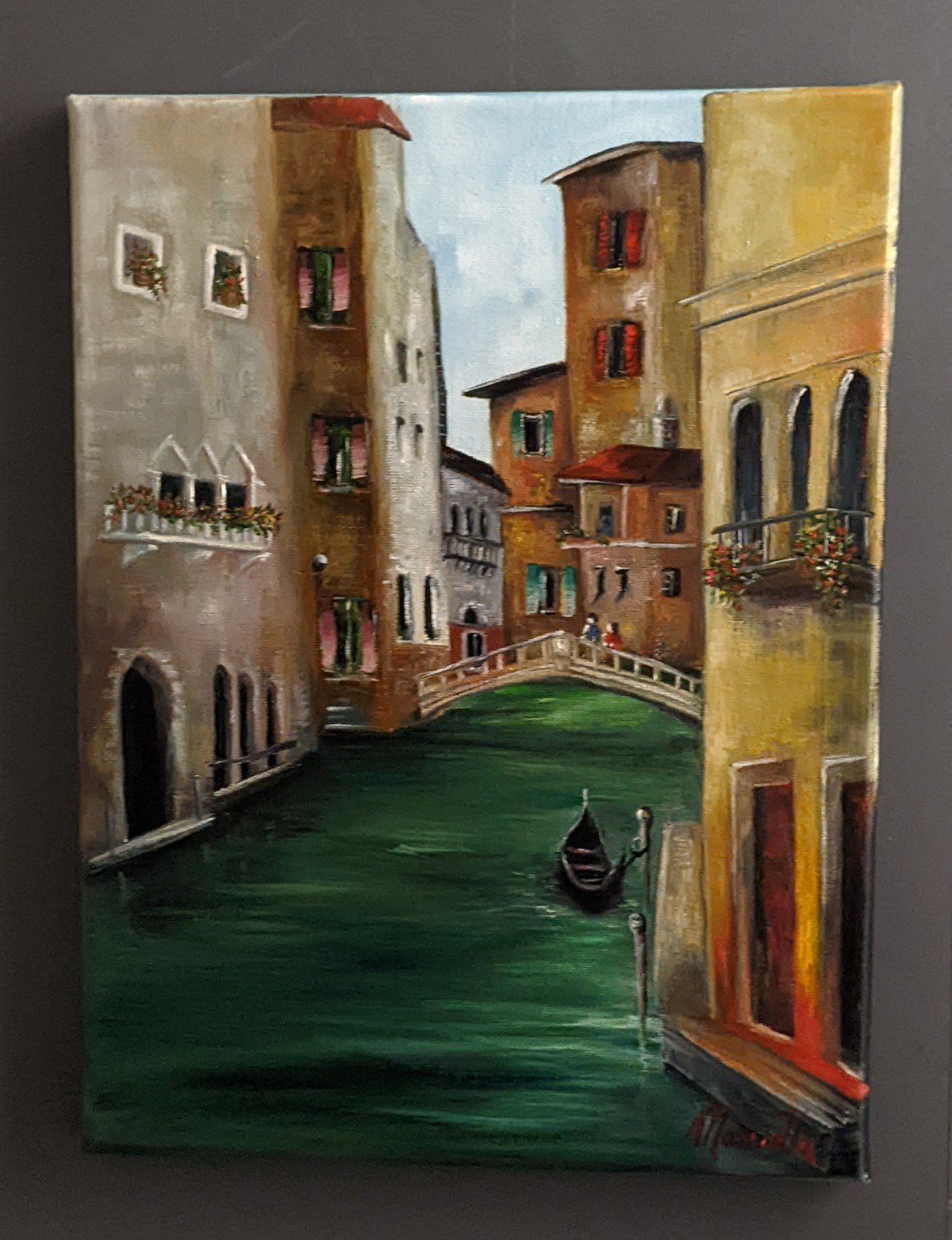 Cityscape, Venice. Oil painting.