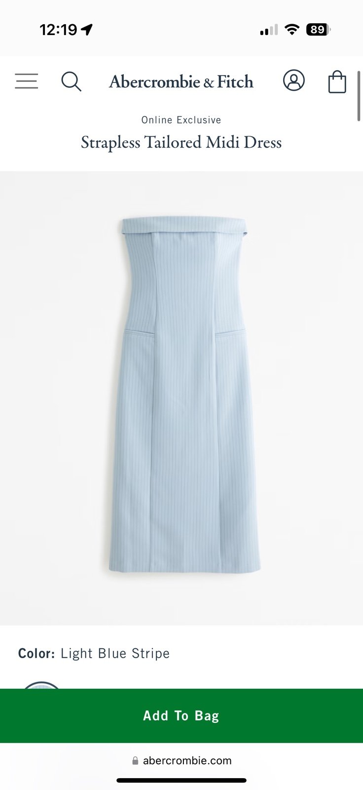 A&F Strapless Tailored Midi Dress