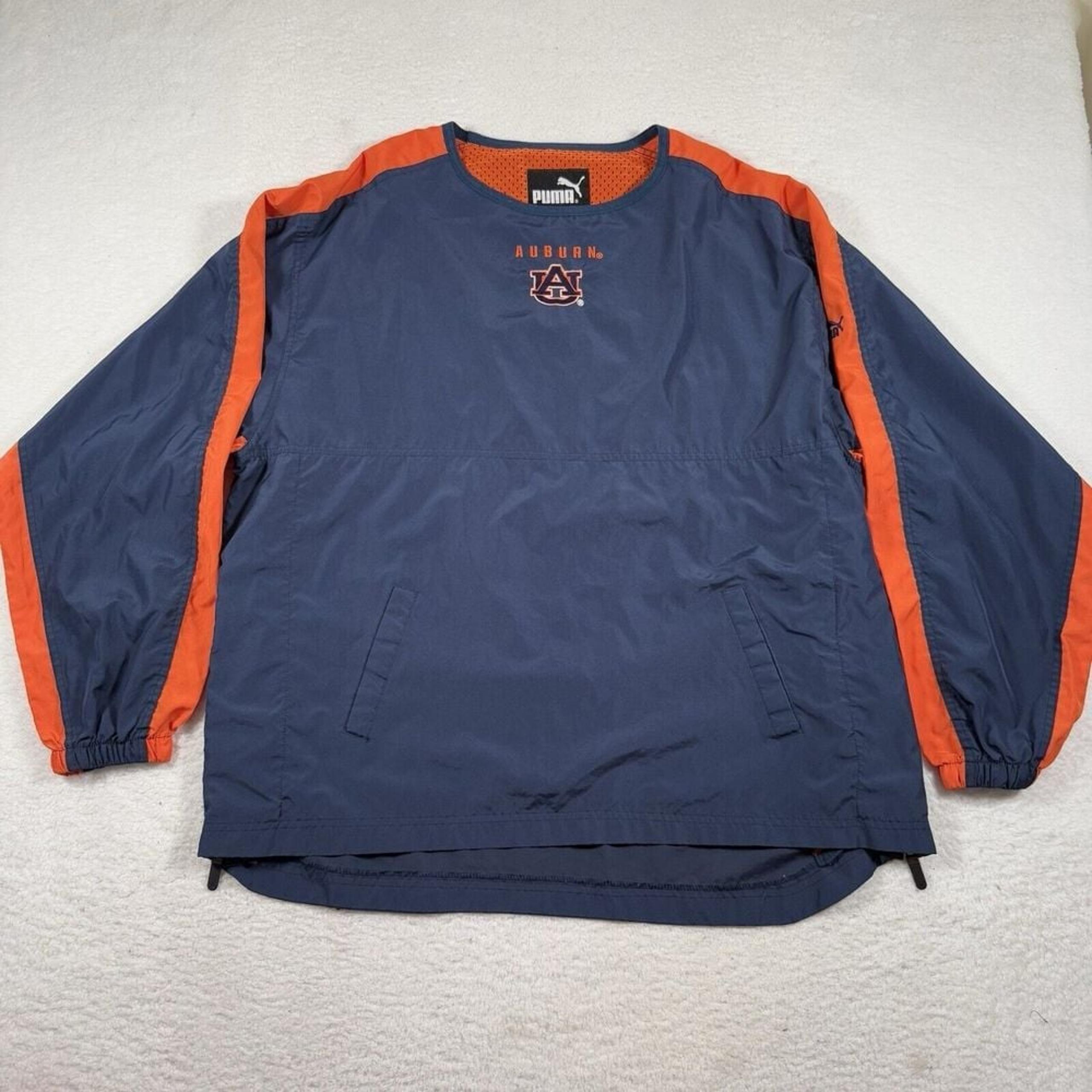 Auburn Tigers Windbreaker Men XL Navy Puma Mesh Pullover Crewneck Vented Lined
