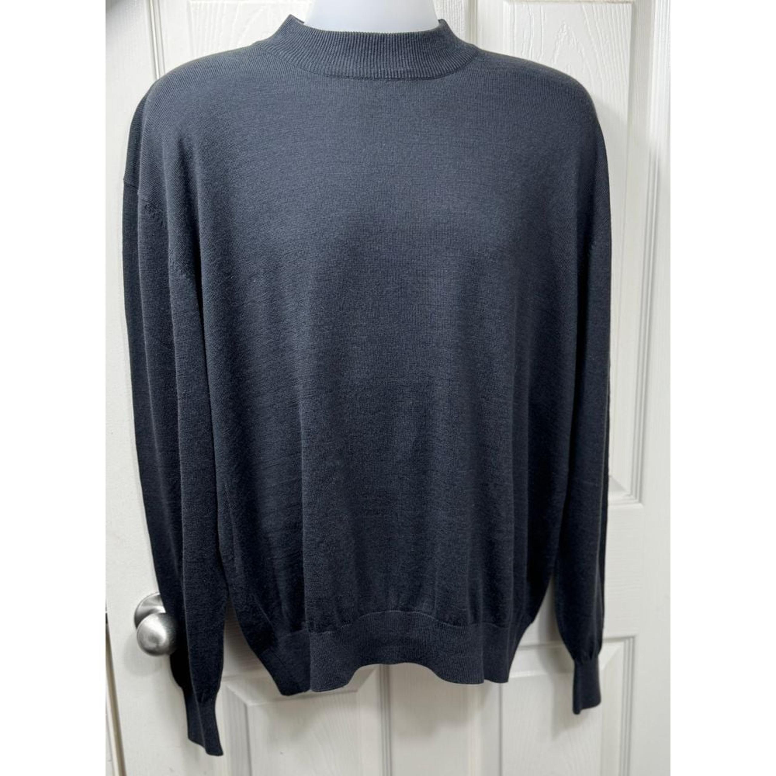 Men Tulliano Luxury Silk Cotton Mock Neck Sweater Pullover Preppy Minimalist 2X