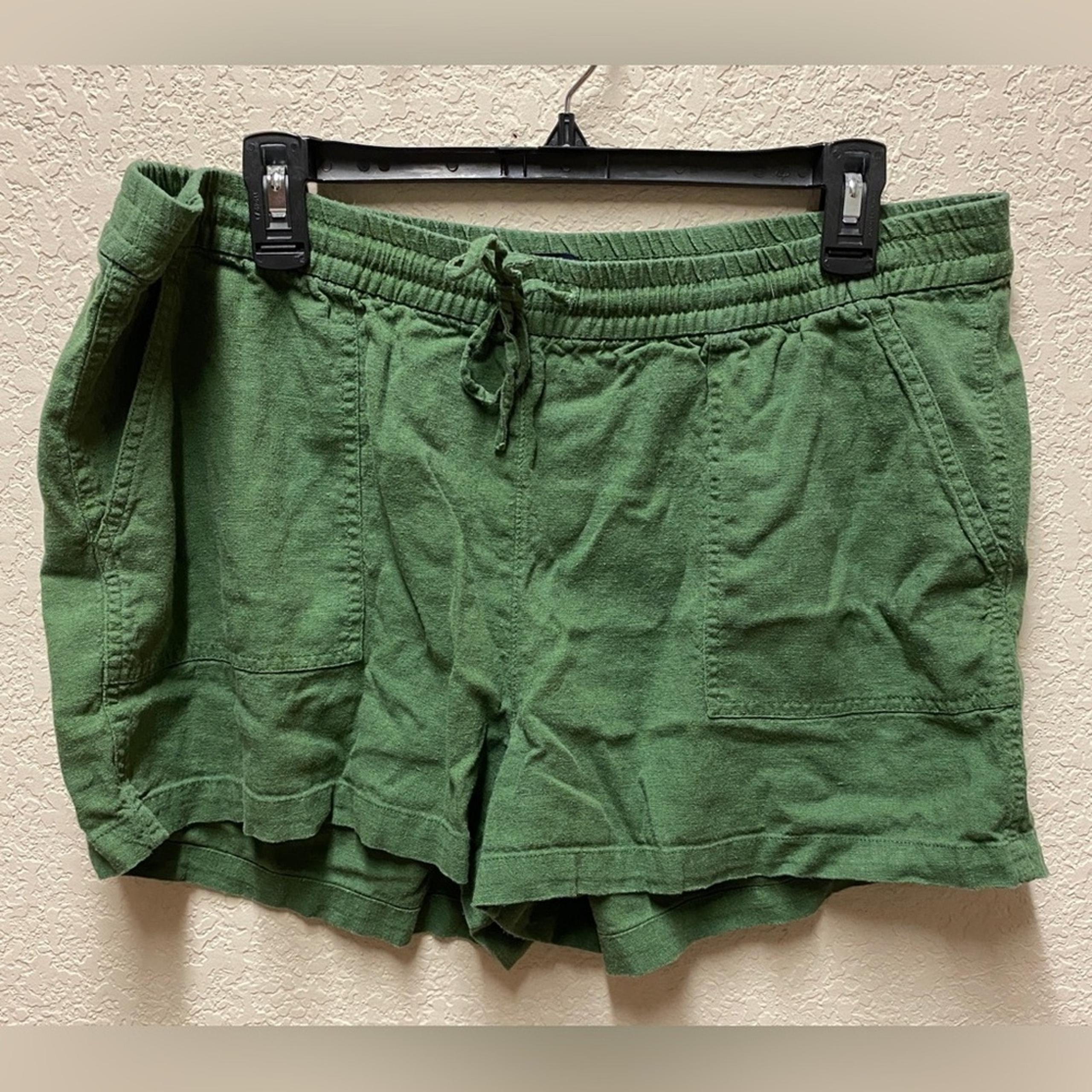 J. Crew Factory Green Women's Linen Shorts Sz L