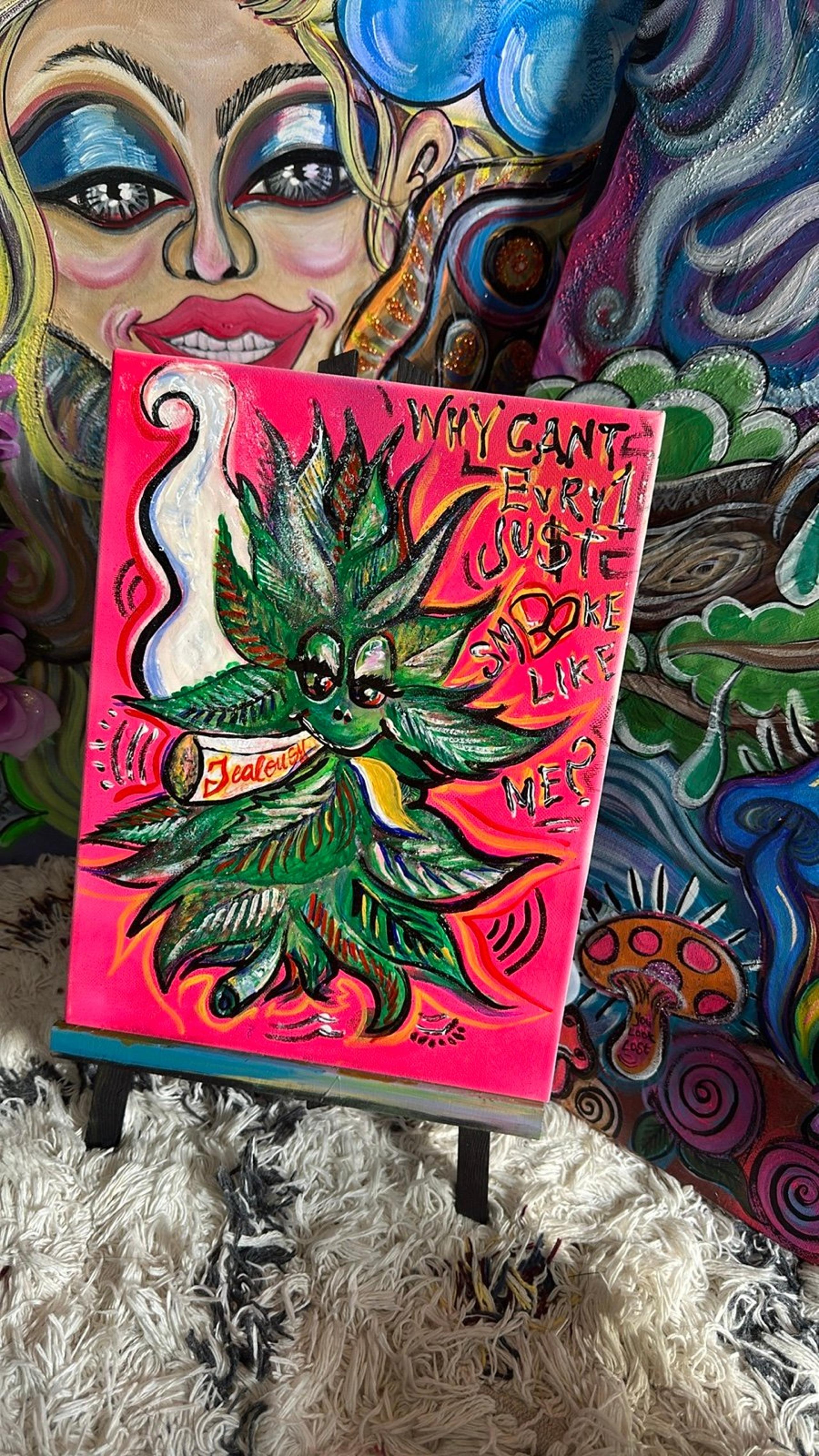 Painting of marijuana buddy