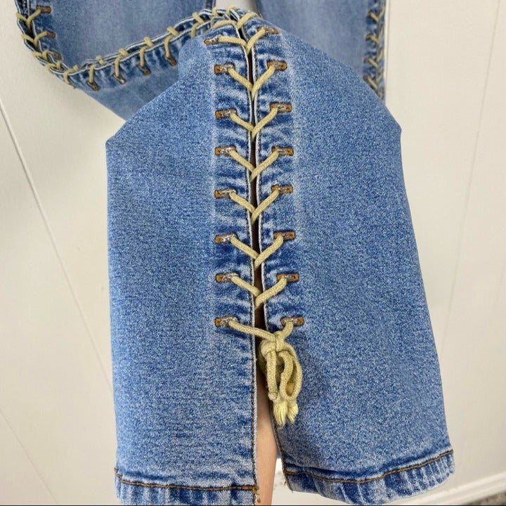 90s Y2K MUDD Yo! Lace Up Hip Hugger shops Stretch Bell Bottom Jeans Junior's Sz. 5