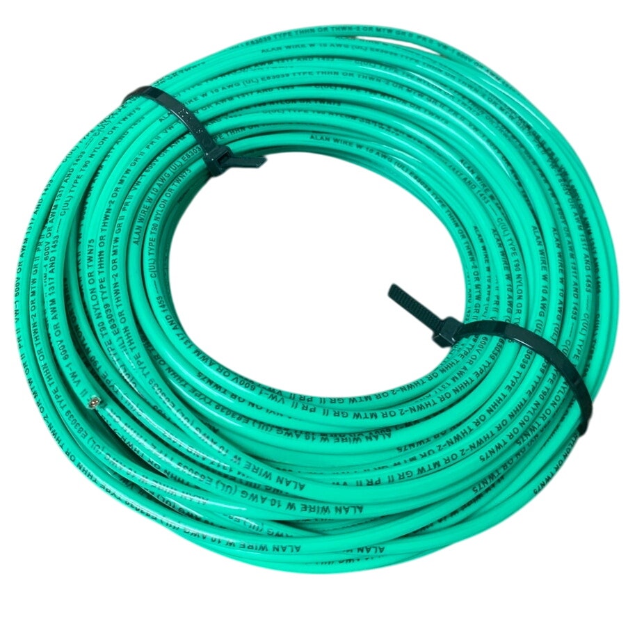 New 100’ Green 10 AWG THHN THWN Stranded Copper Alan Wire - Open Box