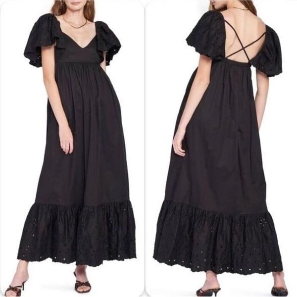 En Saison Barnette Eyelet Midi Dress Black Size XS