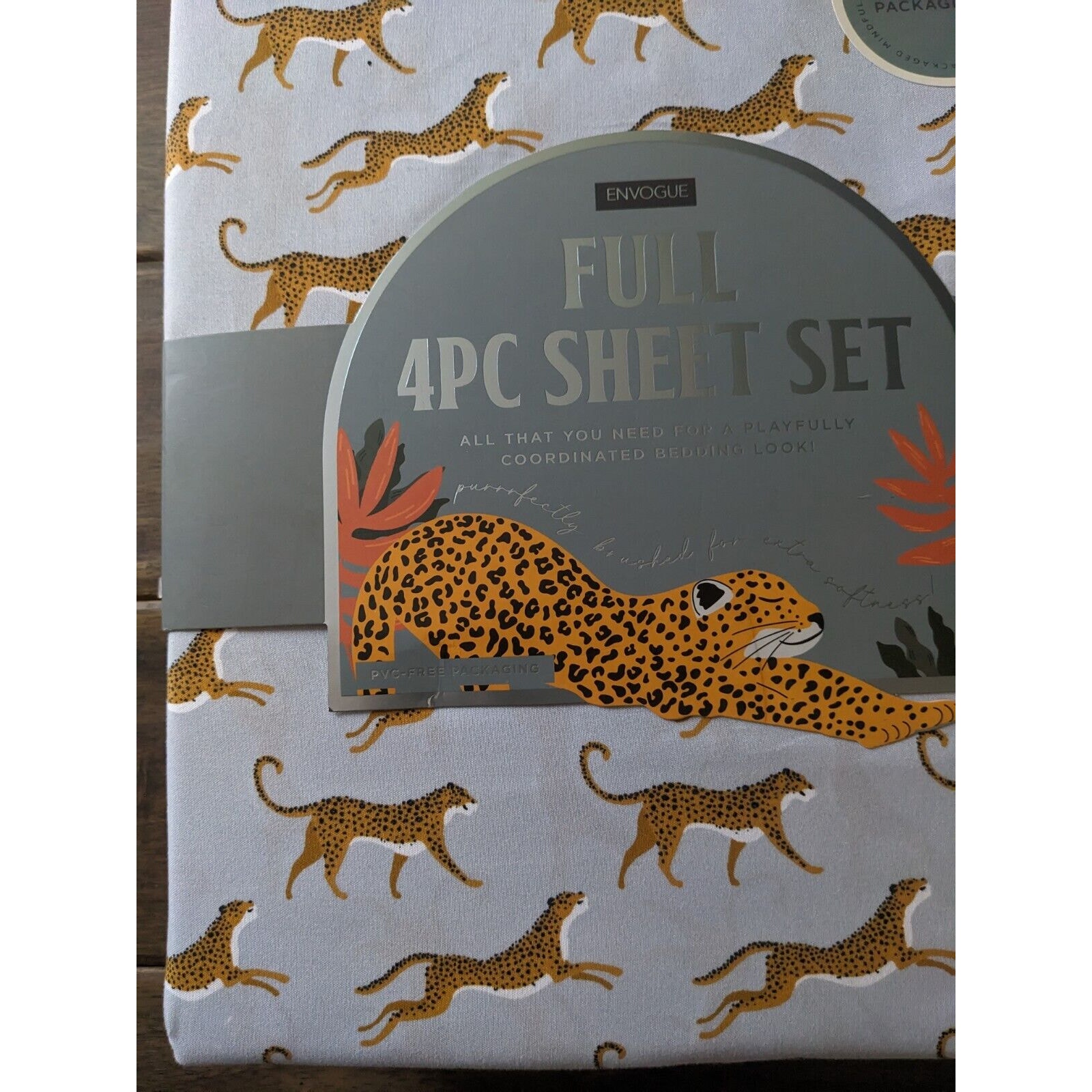 Envogue Cheetah Leopard Pattern Full Size Sheet Set Oeko Tex Standard 100 New