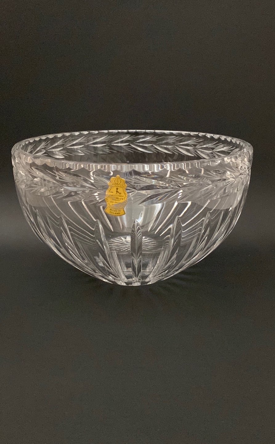 Vintage Imperlux Crystal Serving Bowl Handcut Lead Crystal 24% PBO