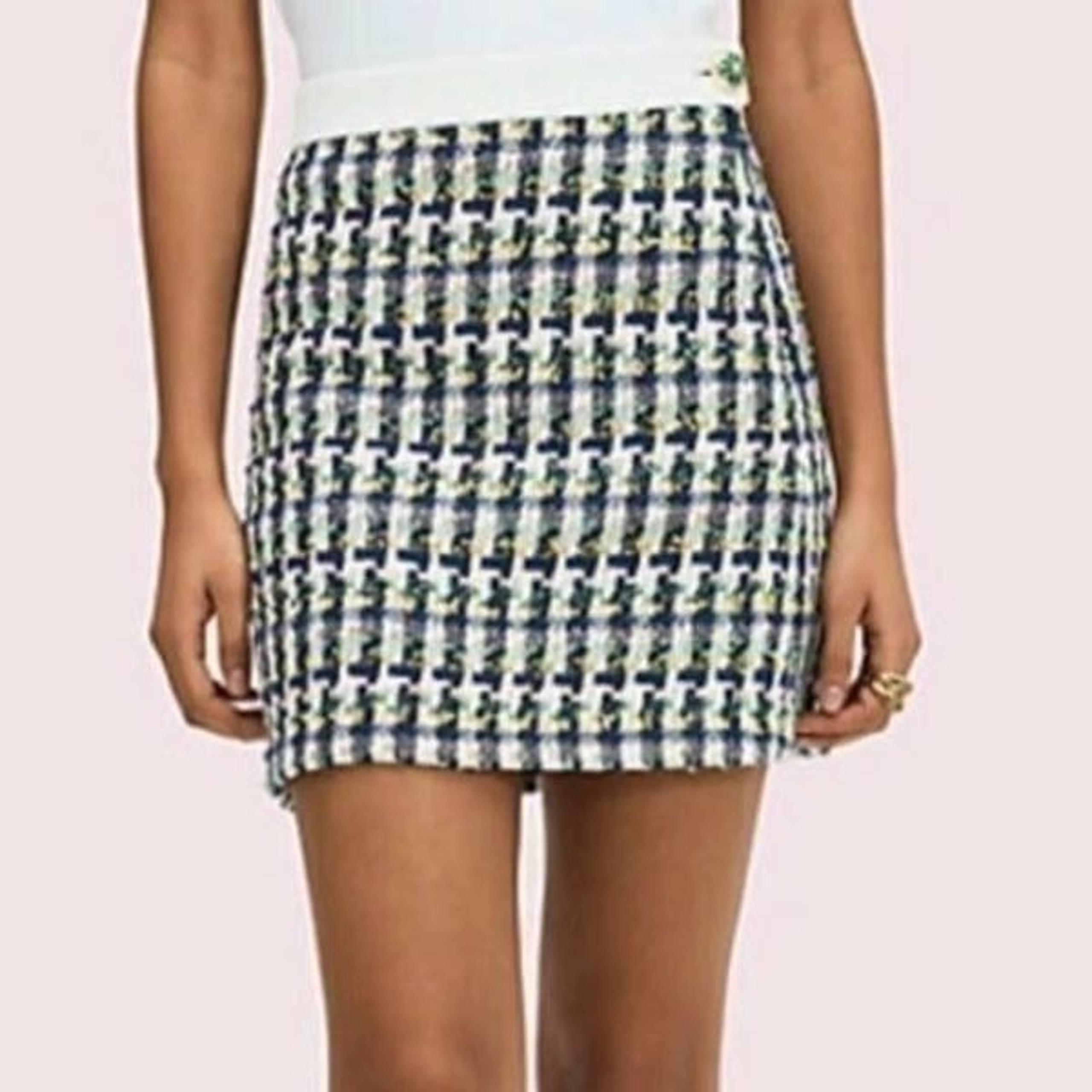 KATE SPADE | NEW Pop Tweed Multicolor Mini Skirt Clover Button Women’s Size 4