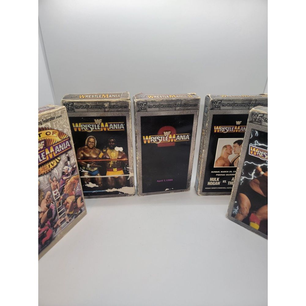 WWF - WrestleMania 1 Thru 4 W/ Best Off VHS Tapes Boxes Ruff Shape Tapes Great