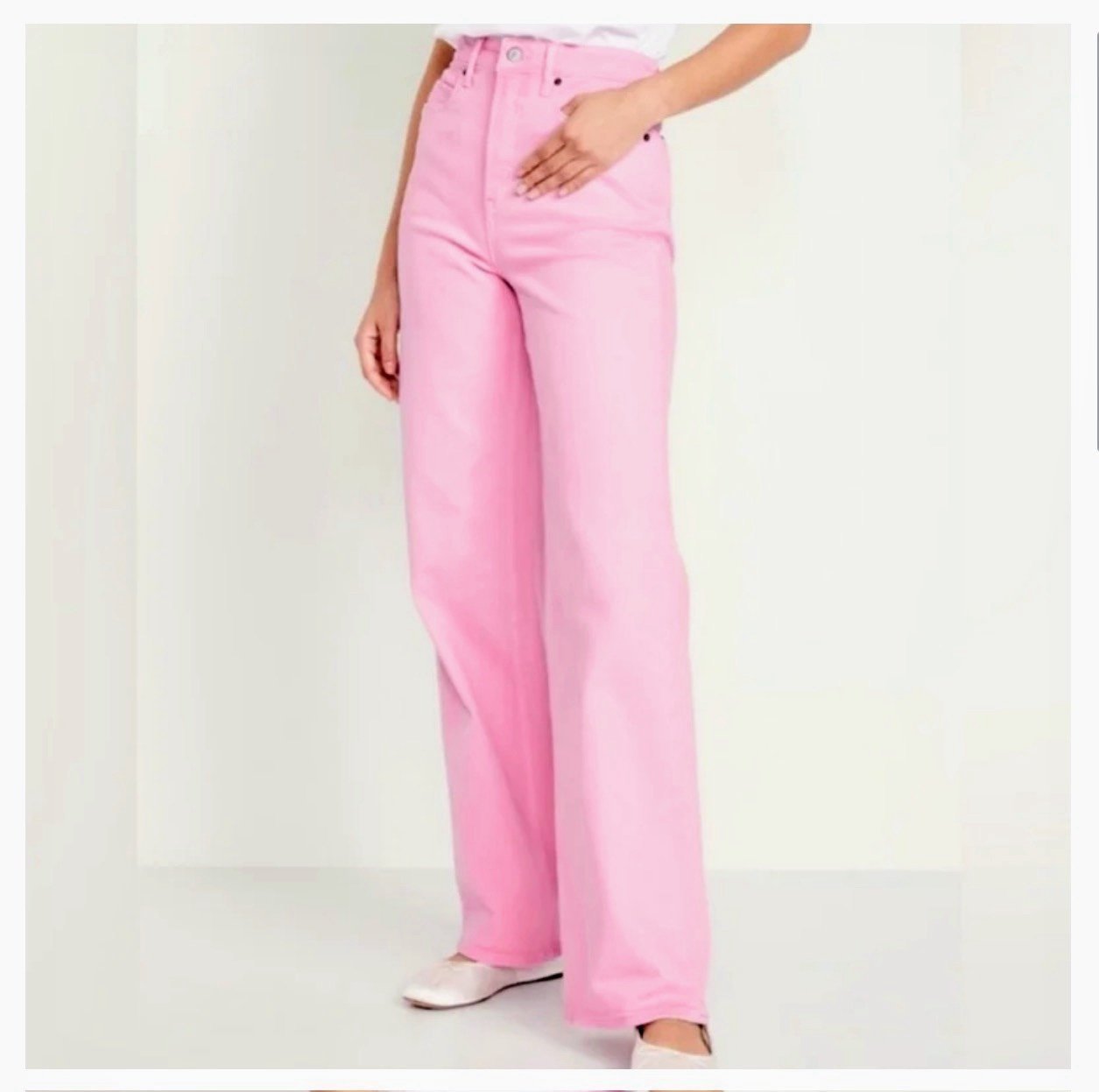 Old Navy Sky High Pink Extra High-Waisted Wide-Leg Jeans Women’s Size 8 nwt