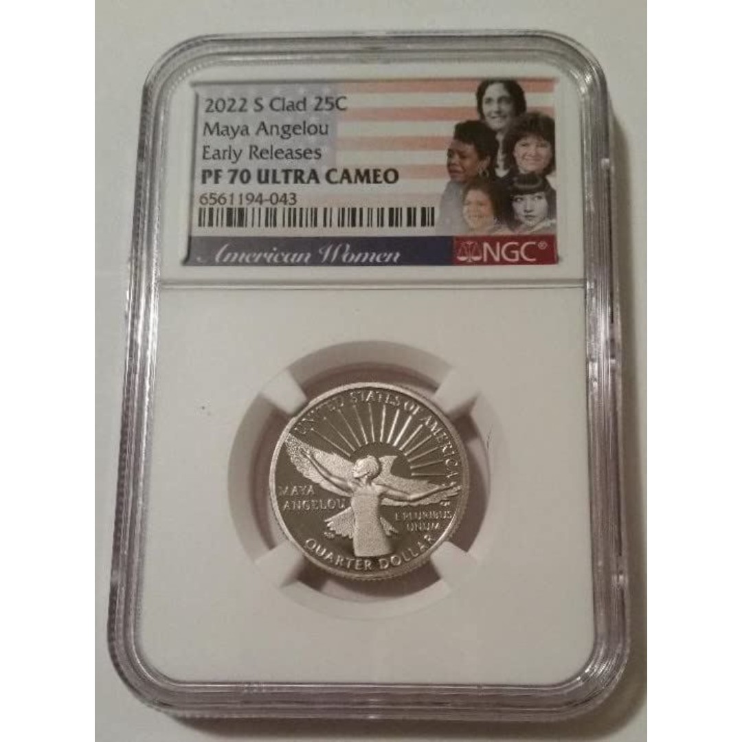 2022 S Clad Maya Angelou Quarter Proof PF70 UC NGC Early Releases Flag Label