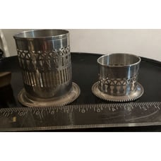 Antique Silver Bottle Holder And Condiment Jar Coasters Federal Silver Co FS