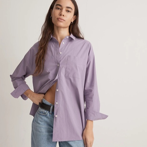 NWT Madewell the signature poplin oversized shirt size xxs in aster bloom