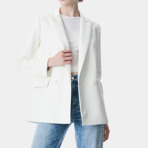 ALICE + OLIVIA Justin Vegan-Leather Roll-Cuff Blazer
