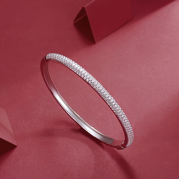 Moissanite Bangle Bracelet For Women Hot Sale Luxury Fashion Valentine's Day