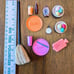 Vintage 1960's Barbie items: Plates,Cups, yarn/ bowls, broom, clock, soda etc