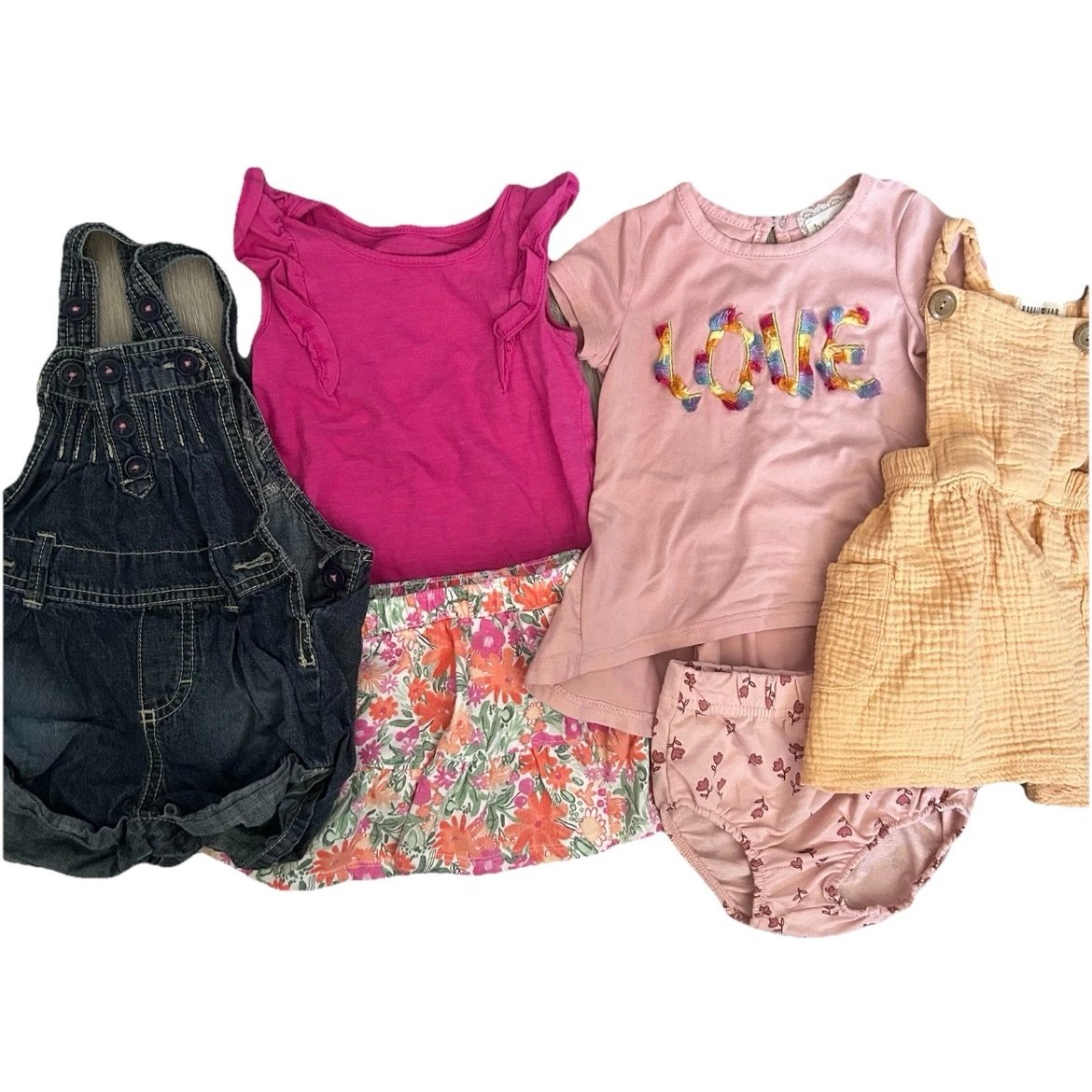 Baby Girl Summer Clothing Lot Size 9-12 Months Dress Overalls Shirts Skirt