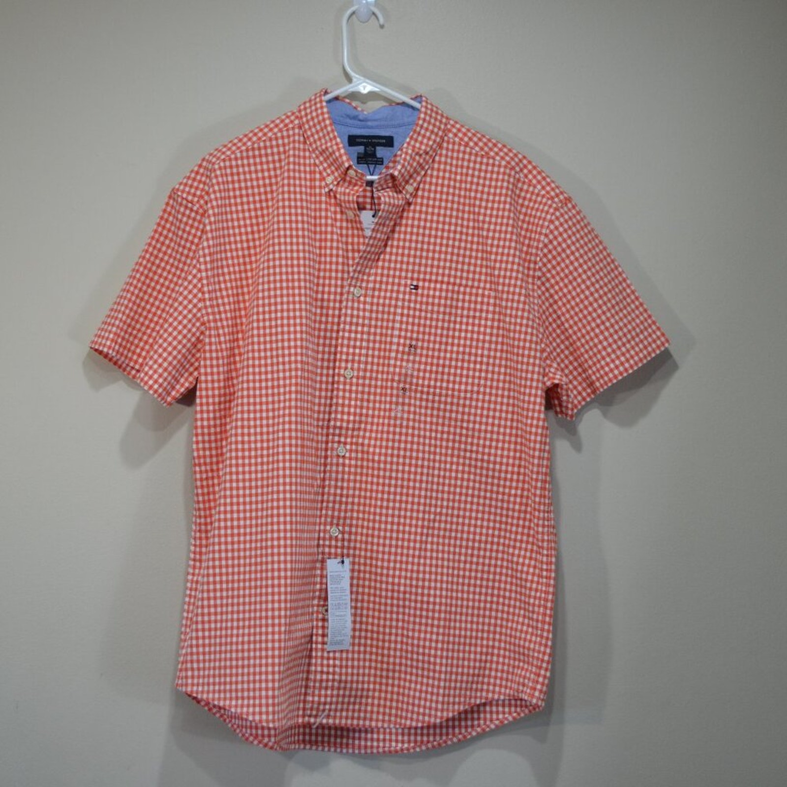 Tommy Hilfiger Mens XL Classic Button Down Plaid Stretch Fit Front Pocket Shirt