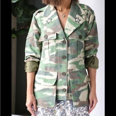 Smythe camo print bellows pocket shirt jacket green embroidered small
