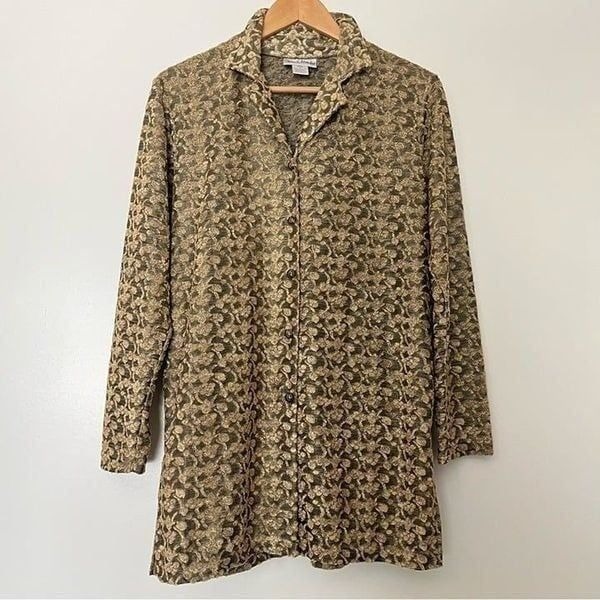 Diane Von Furstenberg Vintage 90s DVF Lagenlook Collared Button Up Tunic Small