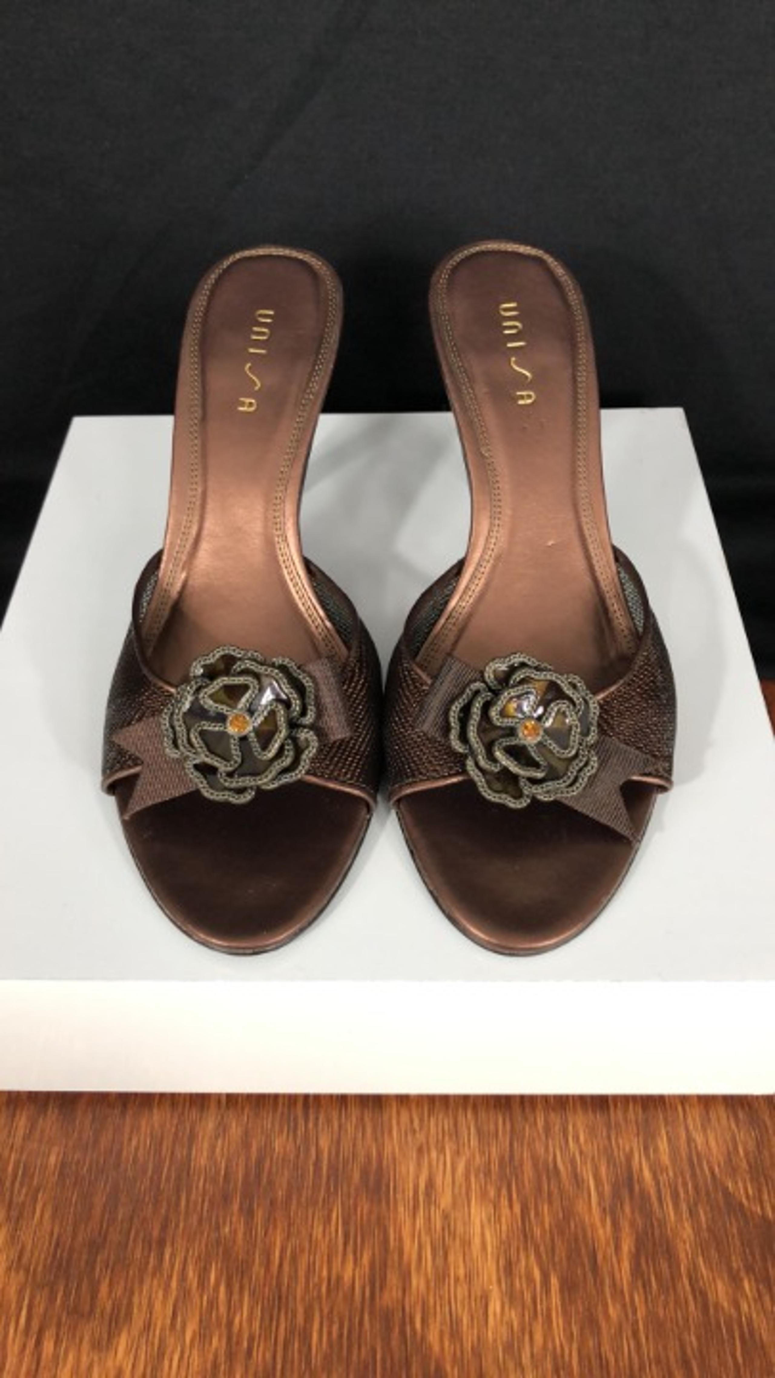UNISA Bronze Slide Heels w/Rosette