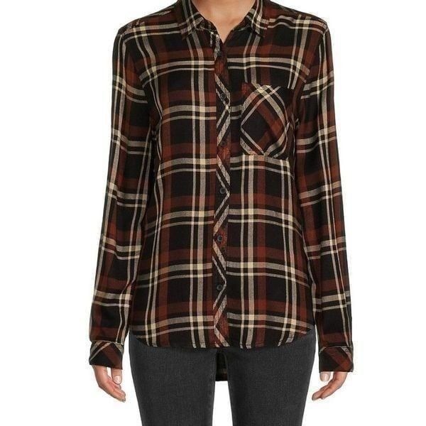 NWT Casa Cabana Plaid Button Down Shirt in Vanilla Brick Size XXL