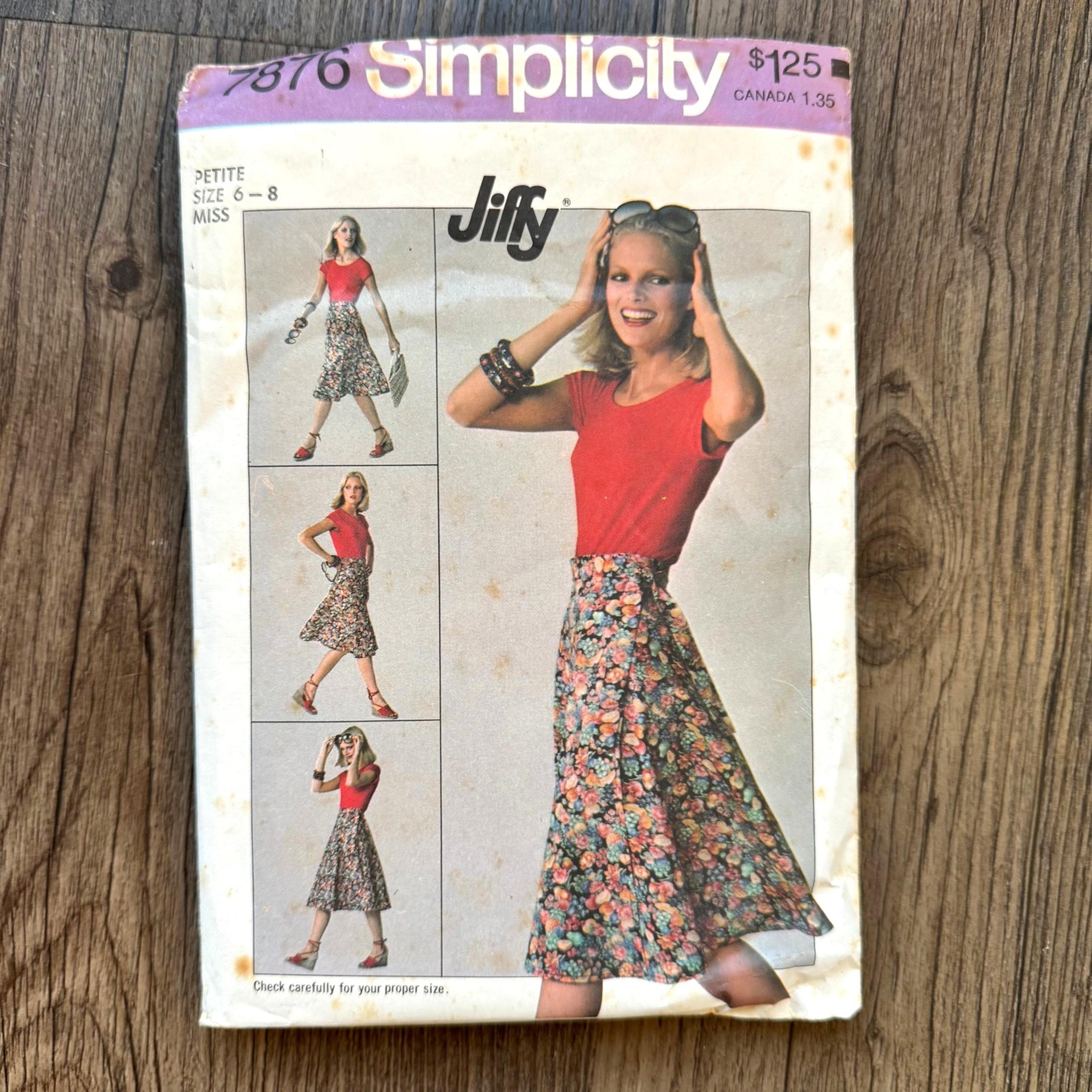 Vintage 1970s Simplicity 7876 Sewing Pattern Womens XXS-XS Wrap Skirt COMPLETE