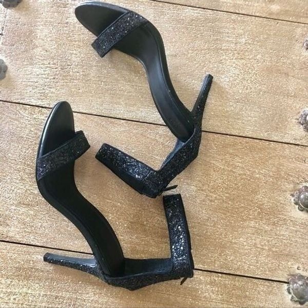 NWOB Joie black Adriana glitter strap Sandal 8