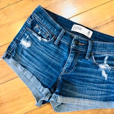 Abercrombie low rise denim jean shorts stretch distressed 0 teen style summer